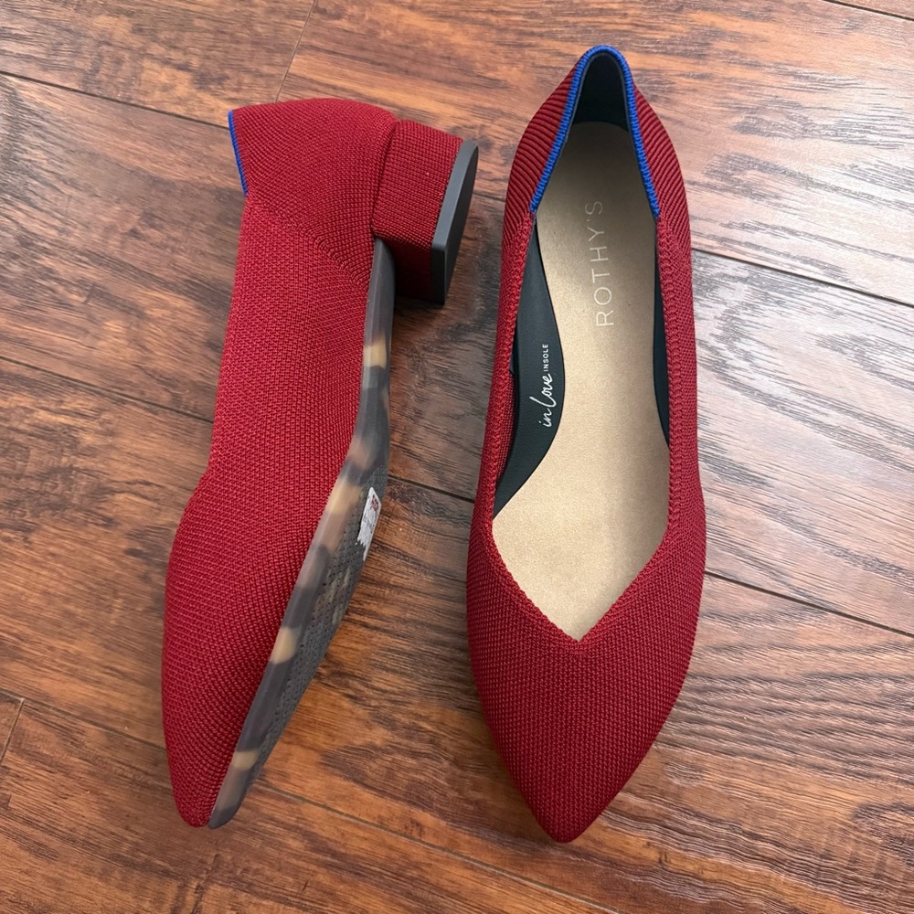 Rothys The High Point In Love Insole Wren Captoe Heels Shoes Burgundy